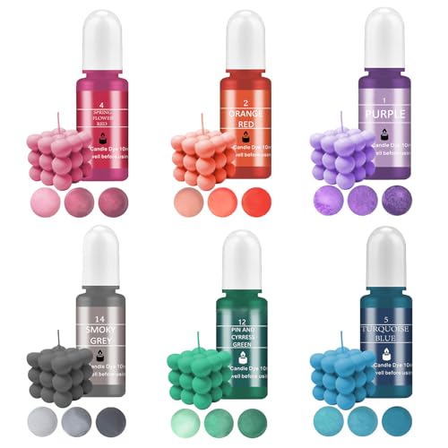 MagiSel - Colorants pour bougies DIY – 6 couleurs liquides concentrés, pince à base d'huile pour cire, colorant pour bougies sûres, haute pigmentation, 10 ml