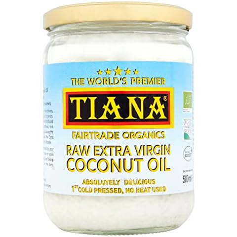 TIANA® Fairtrade Organics Raw Extra Virgin Coconut Oil 500ml | Lauric Acid 57% | Antibacterial | Supports Immune System | Food Supplement | Keto | Ideal for Skin & Hair | Cooking & Baking Cover