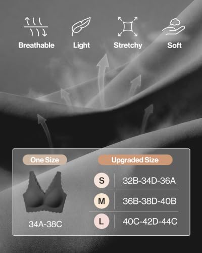 Image of Ubras Deep V Seamless Bras for Women Scalloped Wireless Bralette Comfortable Soft Everyday Sleep Bras Smart Size