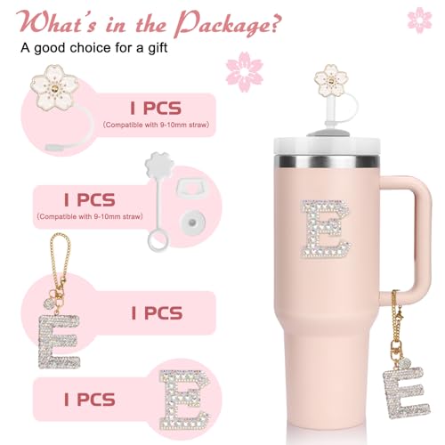 Miniatura 7 de 6pcs Accesorios Personalizados Para Stanley Cup,Fundas De Pajitas,Decoración De Iniciales, Pegatinas De Letras,Encantos De Letras Para Vaso Stanley Y Ttapón Antiderrame Para Stanley Cup E