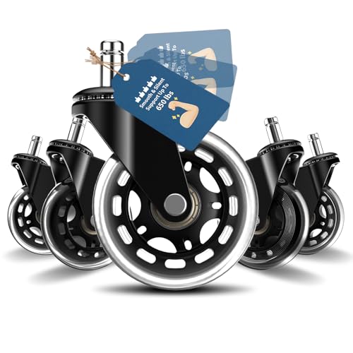 OfficeSpin Substituição De Rodas Para Cadeiras Escritório, Patins Em Linha Conjunto Com 5 Rodízios Escritório Pisos Madeira E Carpete, (Transparentes)