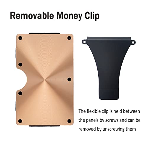 Metal Wallets For Men With Money Clip - Slim Minimalist Aluminum Wallet Credit Card Holder Rfid Blocking(Cd Raised Grain, Golden) #TOP1