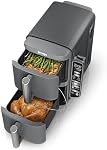 Friteuse à air Ninja DoubleStack Smart XL à 2 paniers, système de cuisson intelligent, thermomètre intégré, technologie DoubleStack, design peu encombrant, 10 QT, 6-en-1, Smart Finish et Match Cook, Friture à air