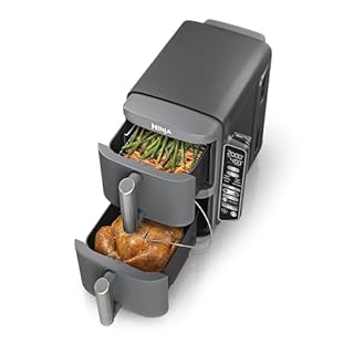 Ninja DoubleStack Smart XL 2-Basket Air Fryer, Smart Cook System, Leave-in Thermometer, DoubleStack Technology, Space Saving Design, 10 QT, 6-in-1, Smart Finish & Match Cook, Air Fry