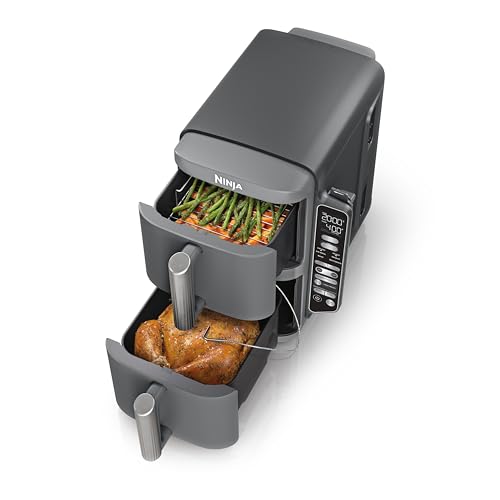 Ninja DoubleStack Smart XL 2-Basket Air Fryer, Smart Cook System, Leave-in Thermometer, DoubleStack Technology, Space Saving Design, 10 QT, 6-in-1, Smart Finish & Match Cook, Air Fry by Ninja - Used condition - CA$232.48
