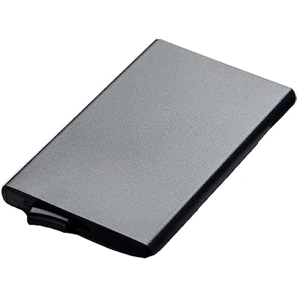 Etui na karty kredytowe z blokadą RFID, rozkładane metalowe etui na karty minimalistyczne, portfel męski na karty, wąski metalowy uchwyt na karty na 5 kart [Czarny]