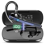 Bluetooth Headset V5.3, Wireless Freisprech Telefon mit CVC 8.0/ENC Dual Mic, APTX, Mute Zwei-Geräte-Verbindung Headset Handy, 90 Std Spielzeit Bluetooth Ohrhörer mit Ladebox für Geschäft/Trucker Blau