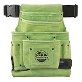 Graintex SS2430 :: 10 Pocket Nail & Tool Pouch Lime Green Color Suede Leather with 2” Webbing Belt f