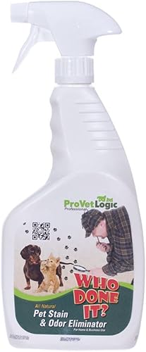 ProVetLogic Removedor de manchas para mascotas, el mejor eliminador de olores, Who Done It, All Natural, 32 onzas