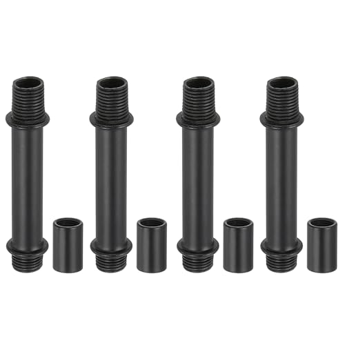 Image of PATIKIL Straight Pipe Lamp Stems Rod Kit, 4Set M10 Carbon Steel 50mm(1.97 inch) Long Double End Thread Rod with Coupling Nuts Sleeve Connector for Table Lamps Chandeliers, Black