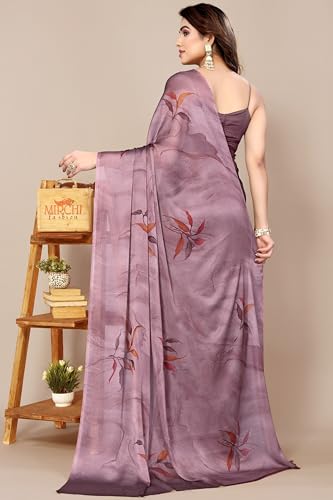 Image of MIRCHI FASHION Saree for Woman Chiffon Floral Printed | Lightweight All-Day Comfortable Women's Sari with Unstitched Blouse Piece (Available in 30 Colors)