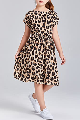 DaniChins Girl Casual Short-Sleeve Floral Print Dress Kid Playwear Dress with Pockets3