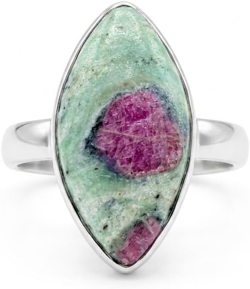 Natural Ruby in Fuchsite 925 Solid Sterling Silver Ring 8, 9.75