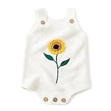 Simplee kids Girls' Leotard, Sunflower Knit Romper, White, 6-12 Months