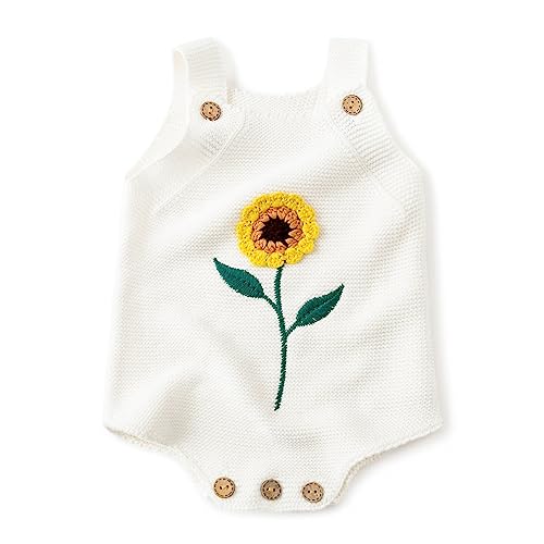 Image of Simplee kids Baby Girls Sunflower Knit Rompers Knit Clothes for Newborn Baby Girls