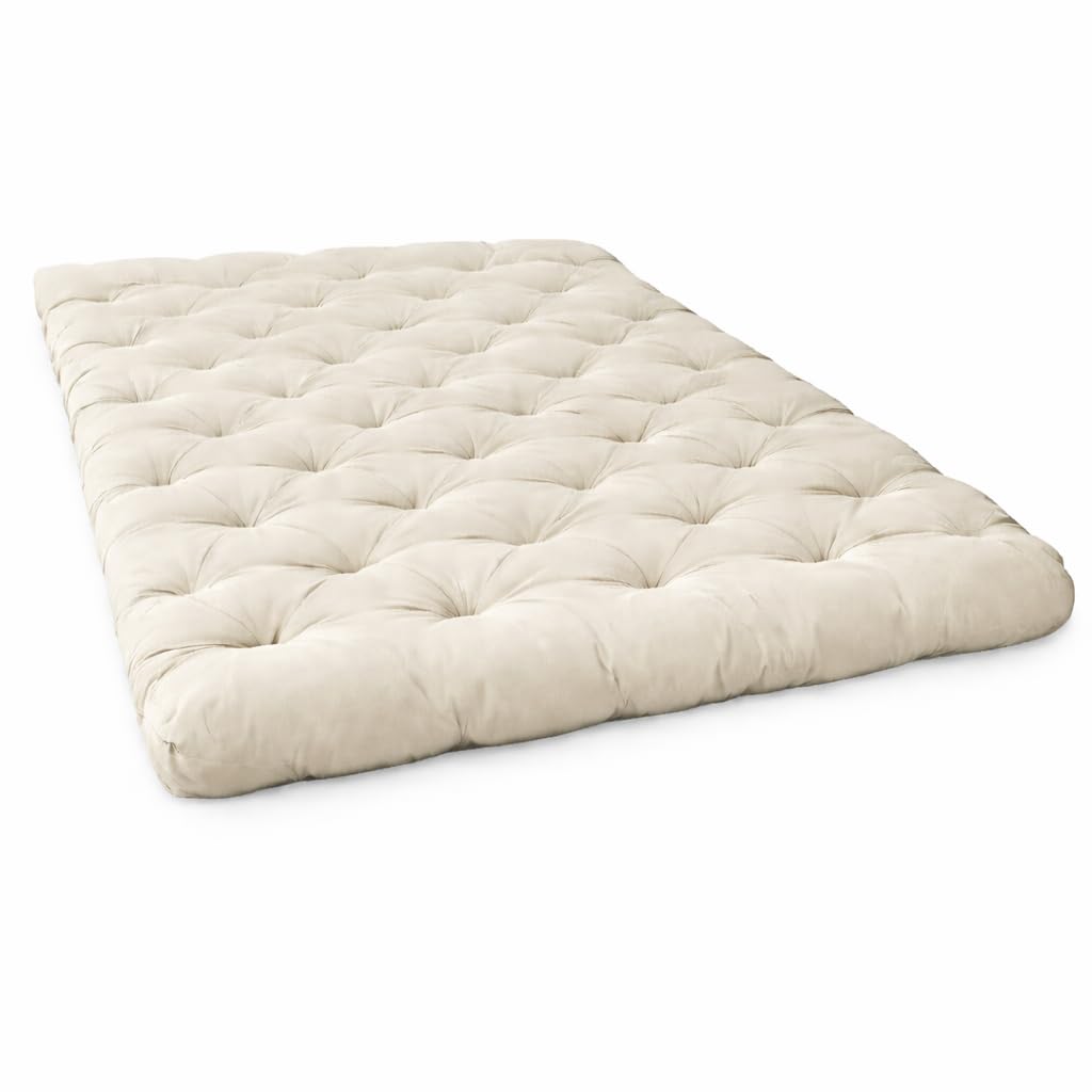 Soft Cotton Thick Foldable Mattress | Firm Hand Crafted Tufted Gadda | Lightweight Rollable for Picnic Guest Sleeping | Off White Double Bed (72x72x5 Inches)-picture-14