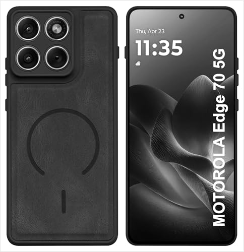Image of SBMS Back Cover for Motorola Edge 70 5G | Ultra Slim Soft Rubberised Hard Case | Oil Feel Soft Leather Back | Mag-Safe Design (Mag-Safe Not Support) | Camera Protection Case for Moto Edge 70 (Black)