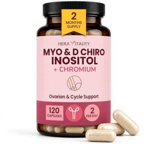 Myo & D-Chiro Inositol with Chromium for Women | 2000mg Daily Formula with Folic Acid & Vitamin D3 | Hormone Balance Blood Sugar & Metabolic Support | 120 Capsules