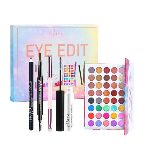 All in One Makeup Kit, 40 Colors Eyeshadow Palette with Mascara Eyebrow Pencil Eyeliner Cosmetic Brushes, Full Starter Eye Cosmetics Makeup Set, Eyes Make up Gift Set for Girls Ladies Women Beauty