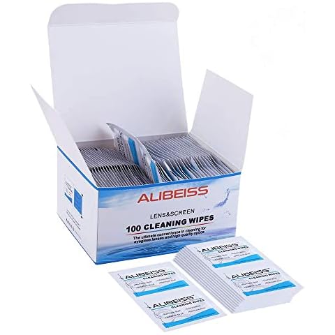 ALIBEISS Pre-Moistened Screen Wipes Computer Screen Cleaner for Eyeglasses, Tablets, Camera Lenses, Keyboards,Phone and Other Delicate Surfaces-Pack of 100 Cover