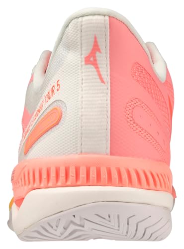 Mizuno Wave Exceed Tour 5 feminino, Coral doce/Branca de Neve, 10.5