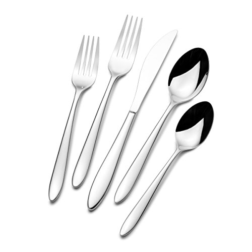 Towle 5128155 Massimo 45-Piece 18/10 Stainless Steel Flatware Set with Hostess Serveware, Service