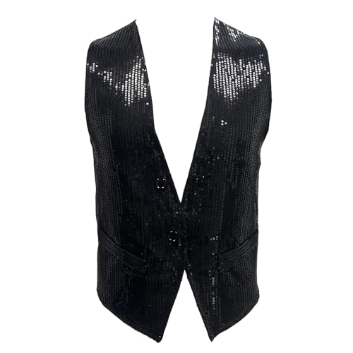 DRHOM Men's Sequins Vest Slim Fit Christmas Party Vest Hip Hop Disco Dance Waistcoat Performance Show Jacket2