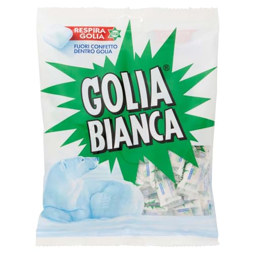 Golia Bianca, Caramelle Dure, Gusto Menta e Liquirizia, Busta da 180g. con Caramelle Monoporzione, da portare con Te o da Condividere con Amici