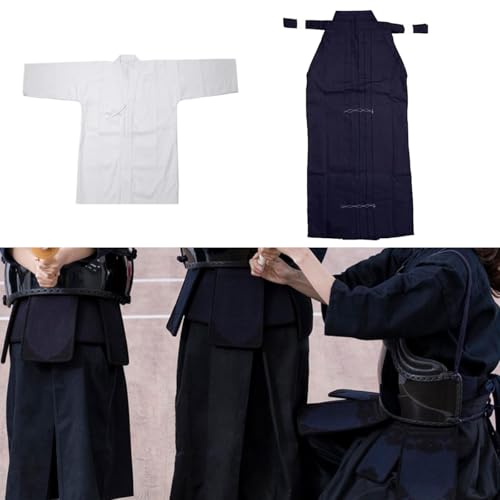 Ensemble Kendo en polyester résistant avec hakama bleu et veste kimono - 4