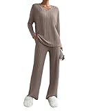VIOPY Conjunto de Punto para Mujer Casuales Conjuntos de Dos Piezas Juego de Pants Mujeres Moda Travel Lounge Set Outfit...