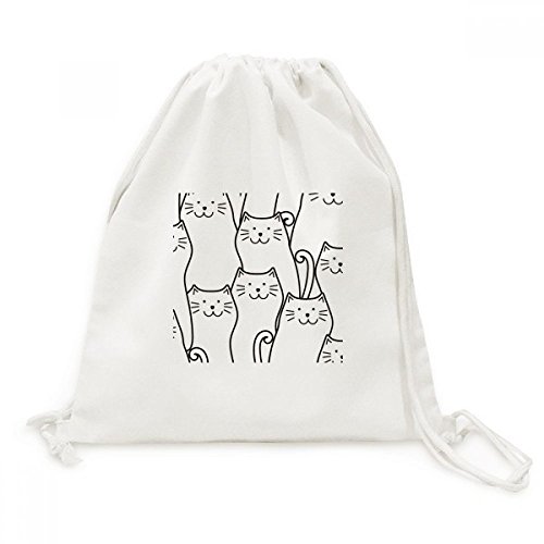 Sac de voyage en toile souple motif chat souriant avec fermeture à cordon