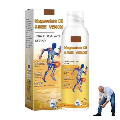 Magnesium Aceite y abejas del veneno de la articulación del veneno, pulverización de articulación de aceite de magnesio para músculo y recuperación, absorbente rápido, no grasoso (1PCS)