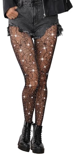 Image of Sparkly Tights, Spiderweb Tights, Sparkly Fishnet Tights Trendy and Comfortable Halloween