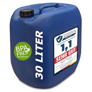 plasteo® 30 Liter Getränke- Wasserkanister mit Schraubdeckel (DIN 61) | BPA Frei | Lebensmittelecht | Tragbar und Robust | Indoor und Outdoor | Made in DE | Blau