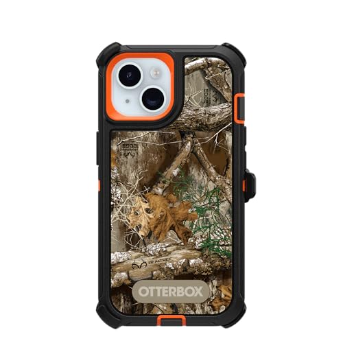 Image of OtterBox iPhone 15, iPhone 14, and iPhone 13 Defender Series Case - Realtree Edge (Blaze Orange /Black), Rugged & Durable, Wireless Charging Compatible, Multi-Layer Impact Absorbing iPhone Case