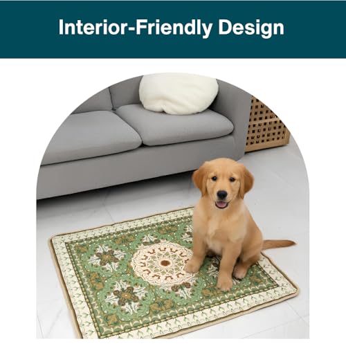 Image of Reusable Dog Pee Pads (2-Pack), Ultra Absorbent & Leakproof, Washable Puppy Training Pads, Non-Slip Backing, 31 inchx36 inch, Sage Tile Pattern (Sage Tile Pattern)