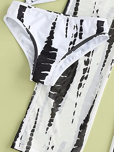 Wdirara Girl's 3 Pieces Print Wrap Crisscross Bikini Swimsuit With Cover Up Pants Multicolored 130 #TOP3
