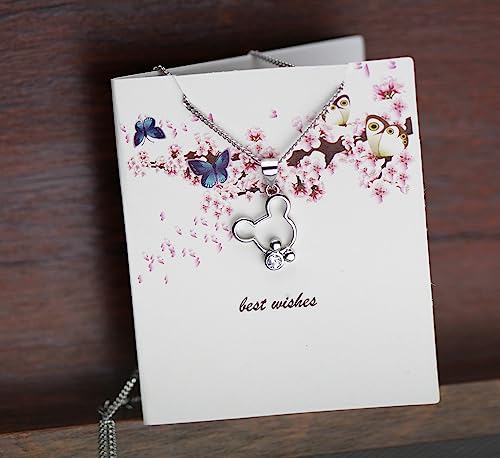 Baobei Kaguyo Jewellery Set for Women - Rose Gold 925 Sterling Silver clear Zirconia Mouse Pendant Necklace with cute Mouse Stud Earrings Jewelry Set for Women and Girls Birthday Gift2