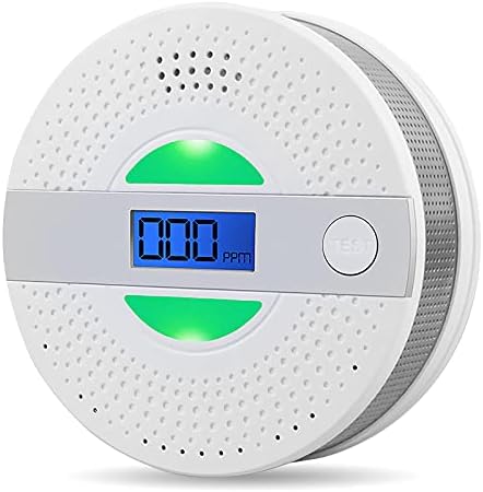 Smoke and Carbon Monoxide Detector Battery Powered Dual Sensor Combination Smoke & CO Alarm with LCD Screen, Led Indicator and Loud Sound Alert, Complies with UL 217 & UL 2034 Standards