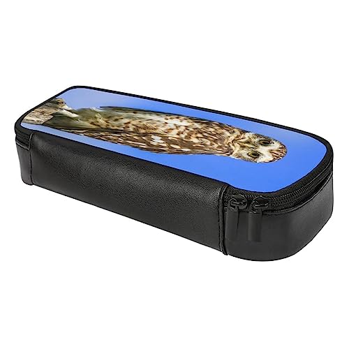 Fionel Brown-Owl Pu Leather Quad Pen Case Zipper Pencil Pouch Holder For Pens Case Office Storage Box Organizer Pen Bag(8×1.5×3.5 In) #TOP5
