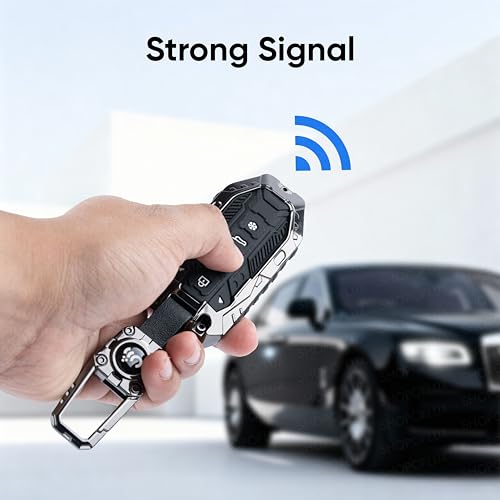 Image of SHOPOFLUX Metal Key Cover Compatible with Mahindra BE 6, XEV 9 EV, XUV 7XO Smart Key (Metal Black Silicone)
