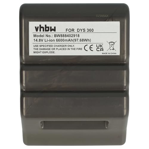 vhbw batteria compatibile con Dyson 360, 360 Eye (RB01), 360 Eye Robot, 360 Heurist (RB02) home cleaner grigio scuro (6600mAh, 14,8V, Li-Ion)