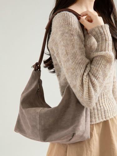 Slouchy Suede Hobo Bags Women Cute Underarm Shoulder Bag Crescent Crossbody Purses Travel Satchels Tote Handbag 20252