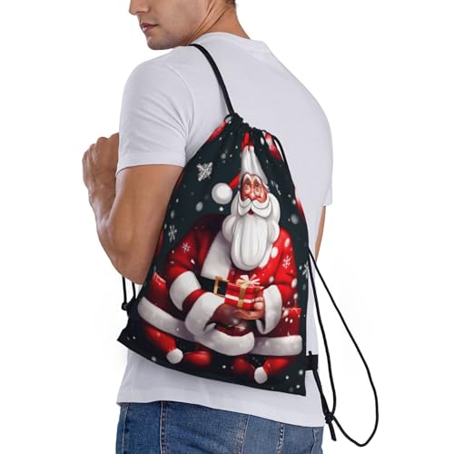 Christmas Santa Clauss print Drawstring Bag Sack Gym Bag Ditty Bag for Gym Traveling, Hiking, Yoga, Shopping for Adult3