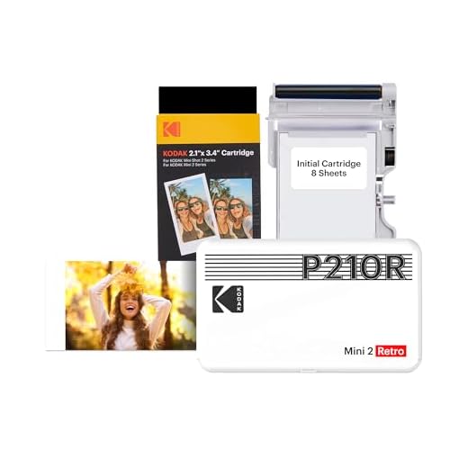 KODAK Mini 2 Retro 4PASS Portable Photo Printer (2.1x3.4 inches) + 68 Sheets Bundle, White