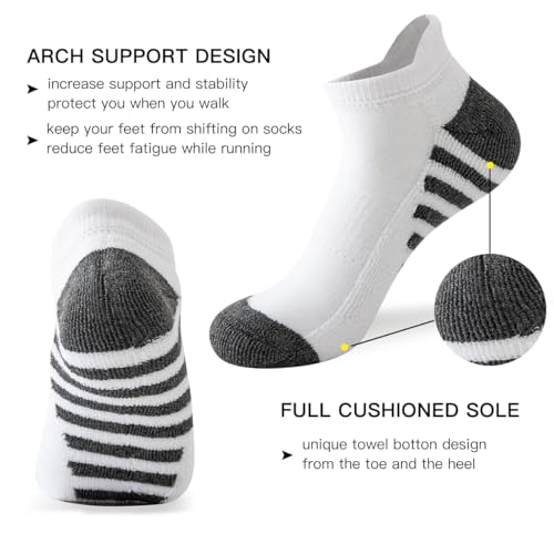 JOYNÉE 10 Pairs Mens Athletic Running Ankle Socks Men 10 Pack Low Cut Breathable Workout Socks,Sock Size:10-132
