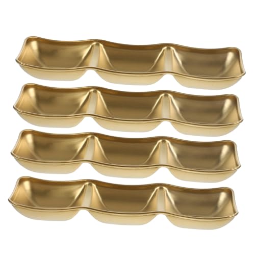 OSOLADY 4 Pcs Stainless Steel Sauce Dish Soy Sushi Dipping Bowls Ketchup Bowl Condiment Dishes Seasoning Dish Soy Sauce Dish Divided Dipping Dish Sauce Cups Condiments Bowls Golden