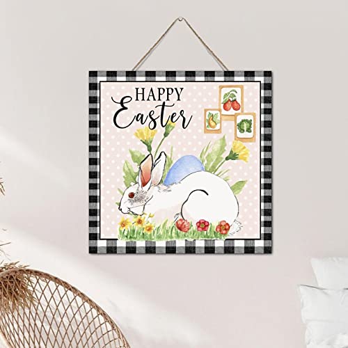 Letrero de madera de conejo de Pascua para decorar paredes aburridas de hogar 6