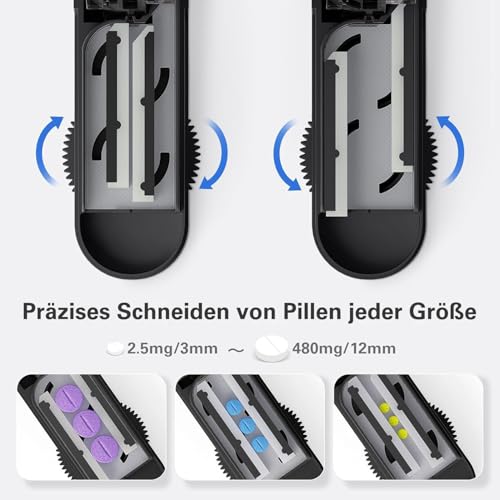 BUG HULL Tablettenteiler für Mehrere Pillen Auf Einmal, Tablettenschneider für Kleine Und Winzige Tabletten Und Große Tabletten… – Ansicht 3