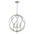 ANJIADENGSHI Modern Globe Chandelier, Brushed Nickel Pendant Lighting for Kitchen Island, Metal Adjustable Hanging Light Fixture for Dining Living Room Foyer Bedroom